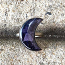 Blue Goldstone Crystal Crescent Moon Ring