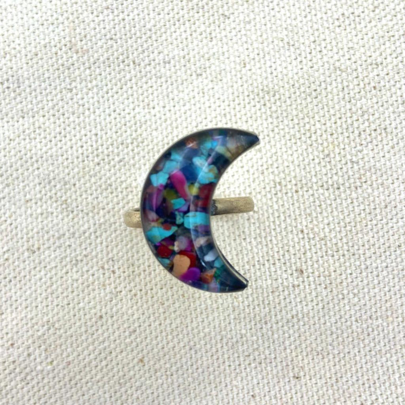 Crystal Crescent Moon Ring - East Meets West USA