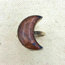 Goldstone Crystal Crescent Moon Ring
