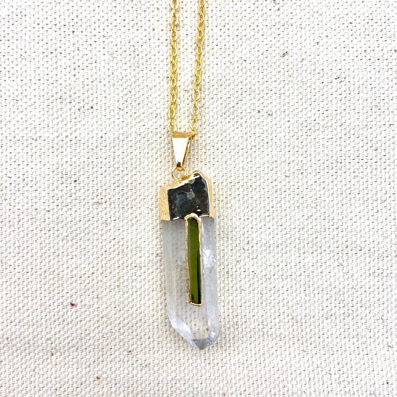 Crystal Point w/ Black Tourmaline Necklace - East Meets West USA