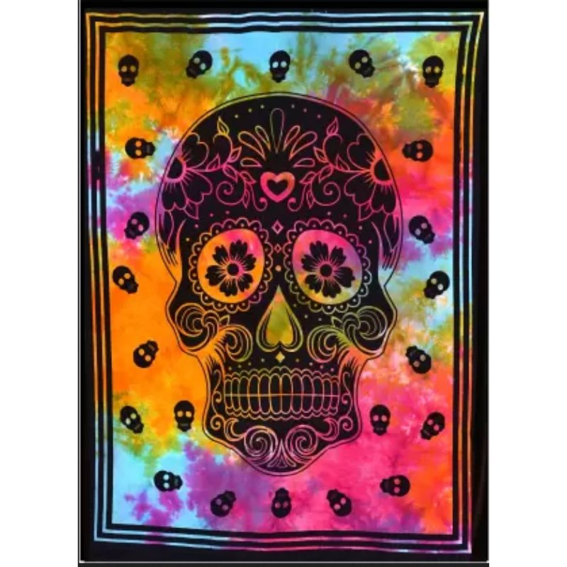 Day of Dead Skull Tie Dye Tapestry - East Meets West USA