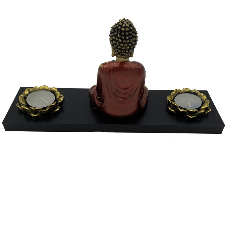 Double Lotus Flower Buddha Incense & Tea Light Burner - East Meets West USA