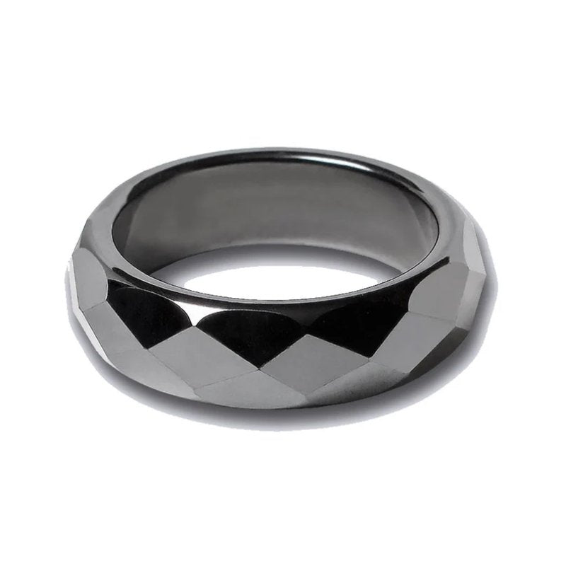 Faceted Magnetic Hematite Ring - East Meets West USA