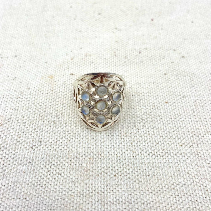 Flower of Life Moonstone Ring - East Meets West USA