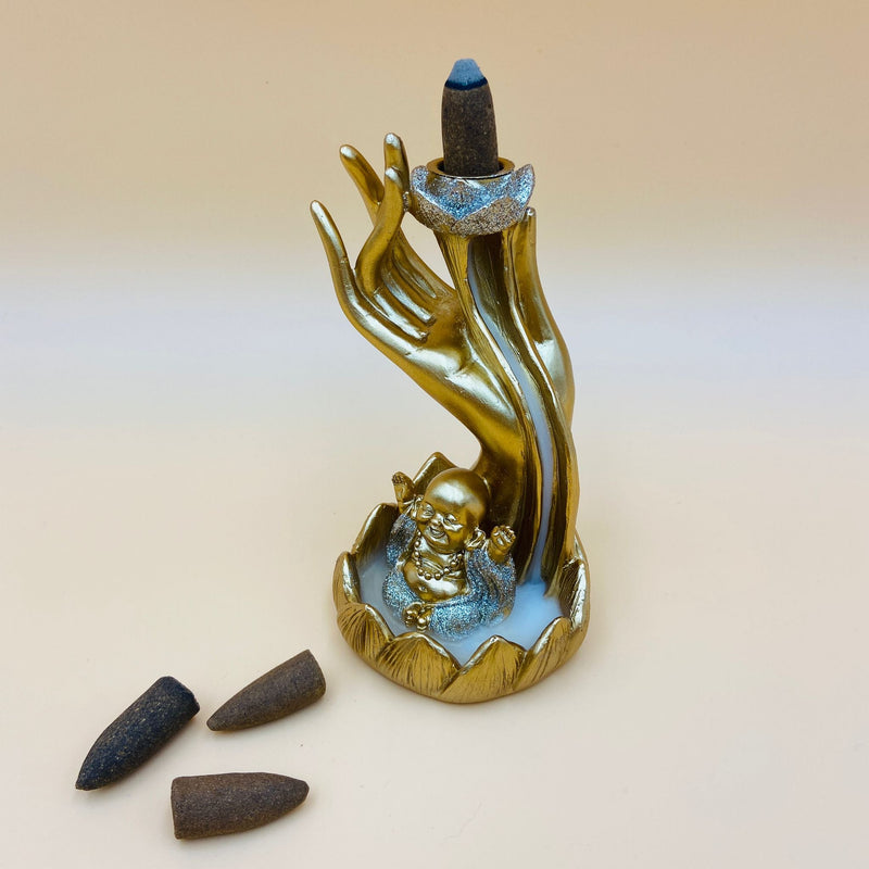 Gold Maitreya Backflow Incense Burner - East Meets West USA