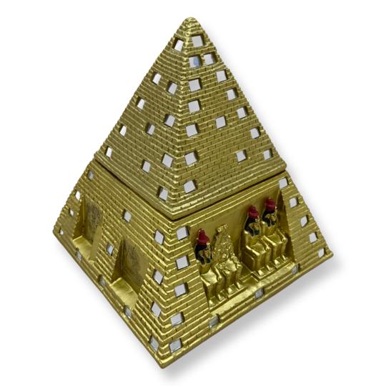 Golden Mirror Pyramid Eye of Horus Hinged Jewelry Box - East Meets West USA