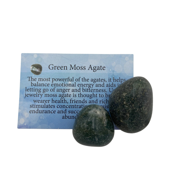 Green Moss Agate Information Card - East Meets West USA