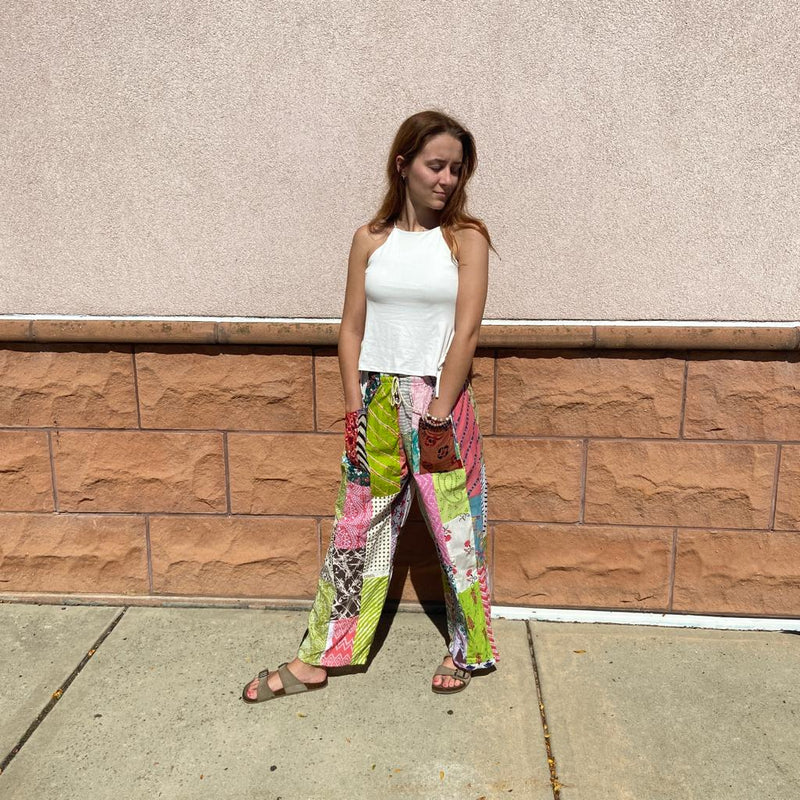 Hand Sewn Patchwork Wide Leg Pants - East Meets West USA