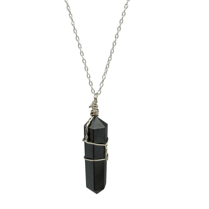 Hematite Wire Wrap Pendent Necklace - East Meets West USA