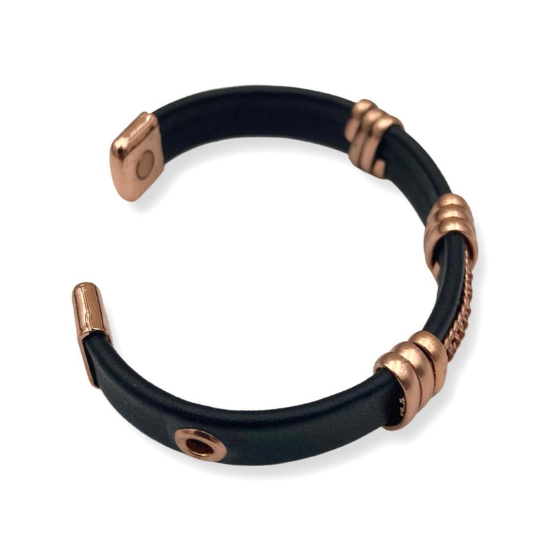 Leather Copper Bangle - East Meets West USA
