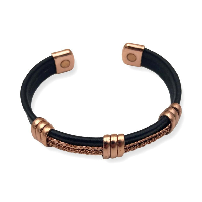 Leather Copper Bangle - East Meets West USA