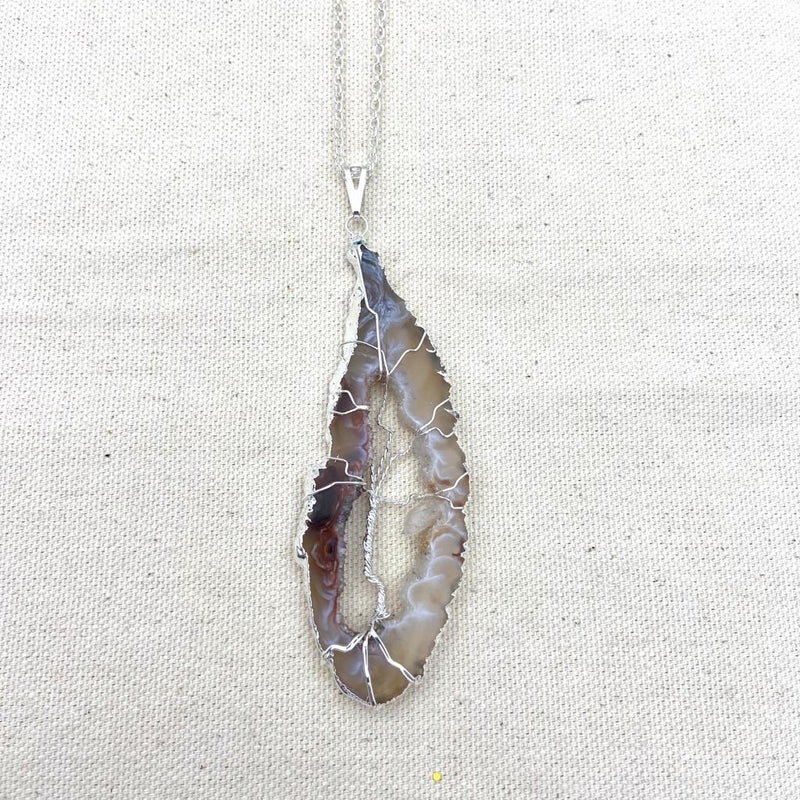 Long Tree of Life Druzy Agate Necklace - East Meets West USA