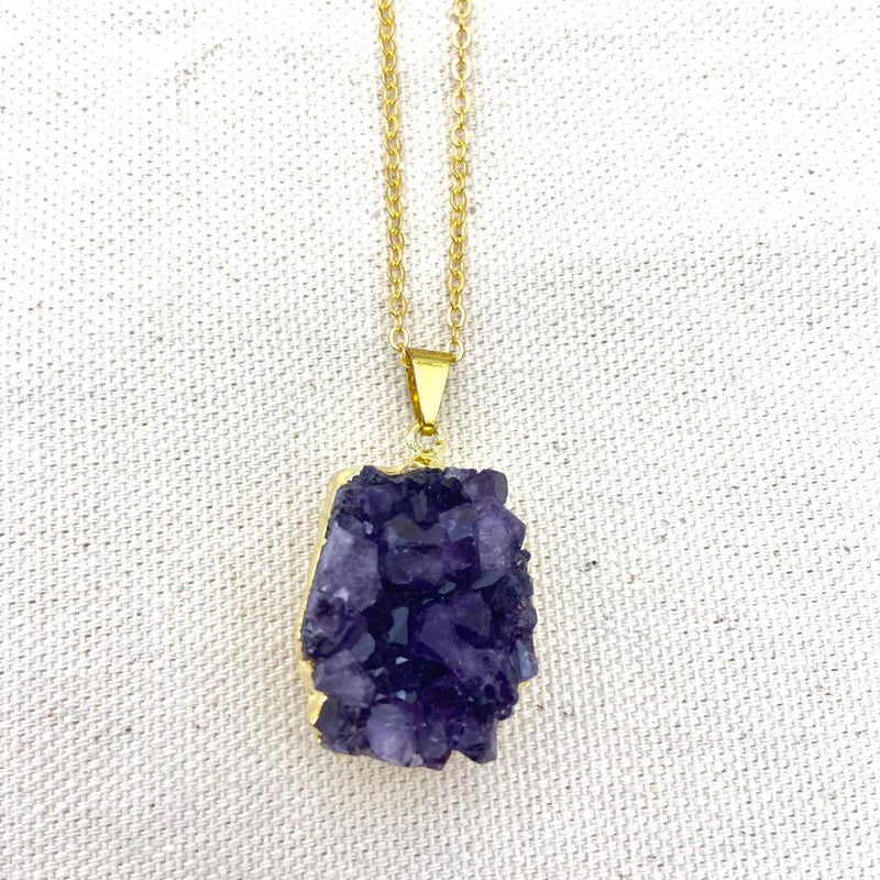 Natural Cut Amethyst Cluster Necklace - East Meets West USA