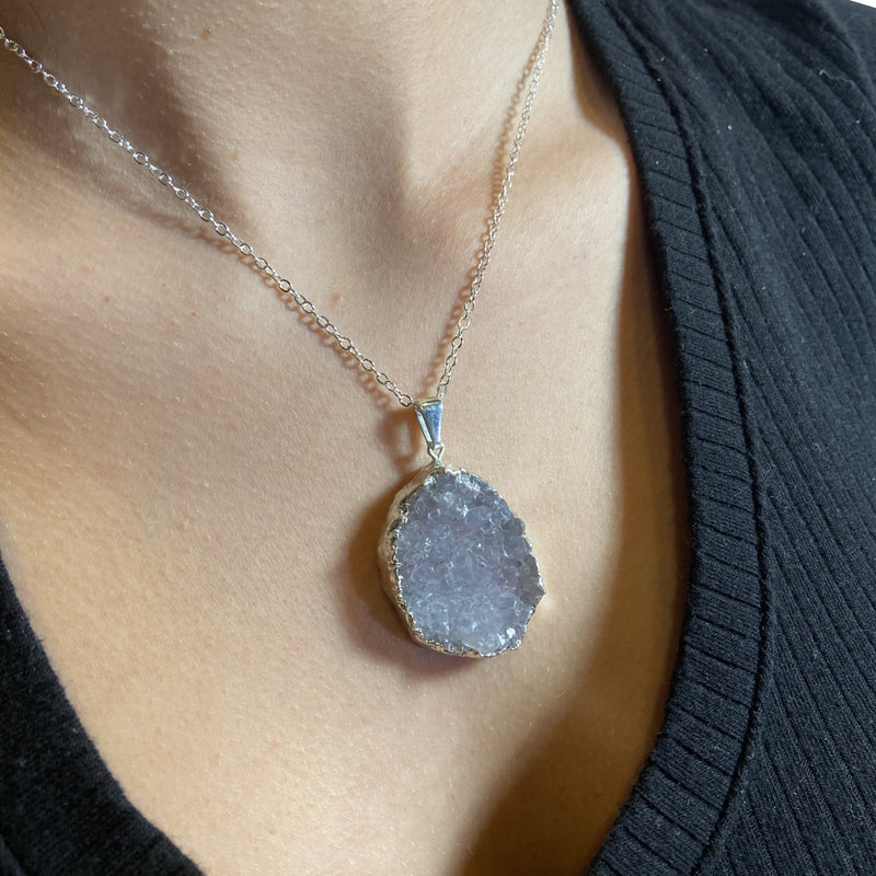 Open Face Agate Druzy Cluster Necklace - East Meets West USA