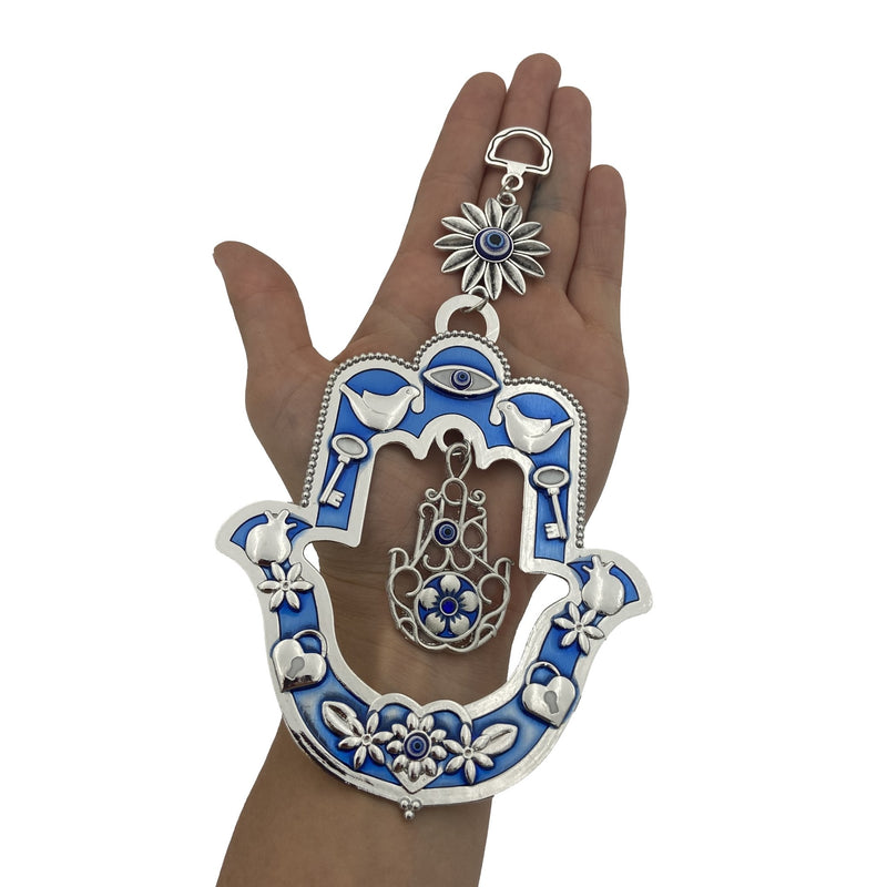 Open Face Hamsa Evil Eye Protection Wall Hanging Accessory - East Meets West USA
