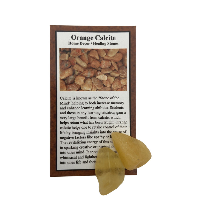 Orange Calcite Information Card - East Meets West USA