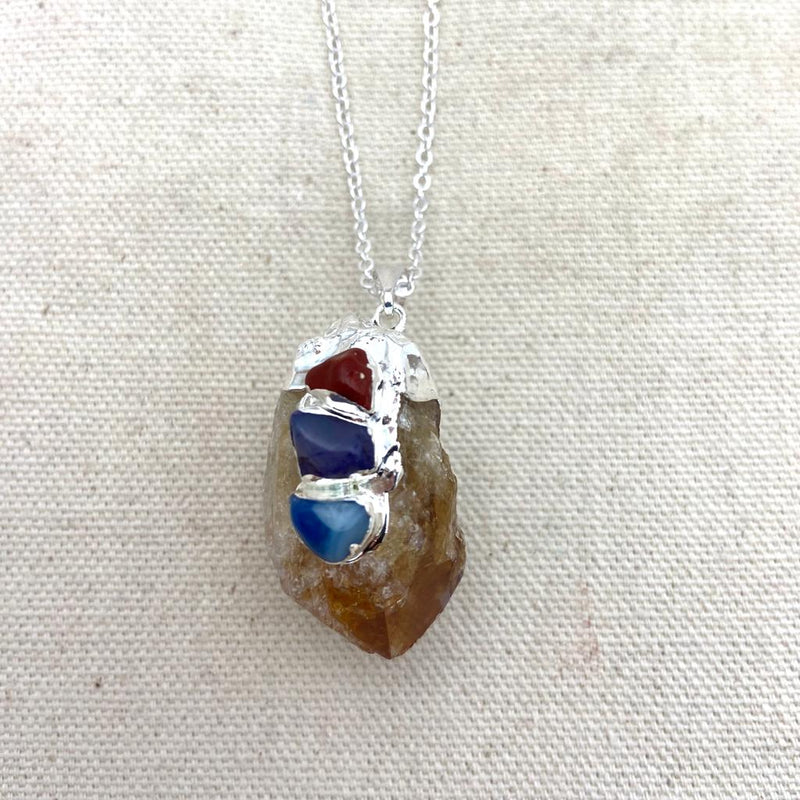 Rough Citrine Point w/ Agate Necklace - East Meets West USA
