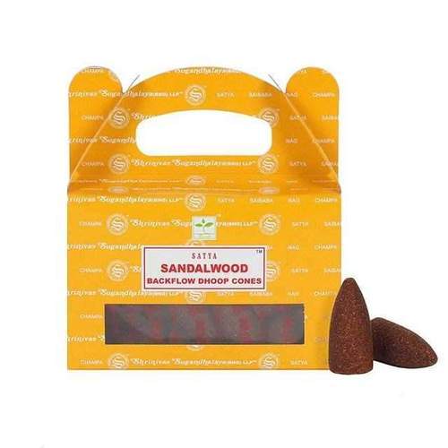 Satya Backflow Sandalwood Incense Cones - East Meets West USA