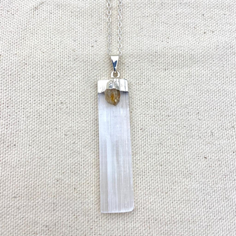 Selenite w/ Citrine Necklace - East Meets West USA