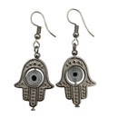 clear silver dangle hamsa earrings 