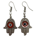 orange silver dangle hamsa earrings 