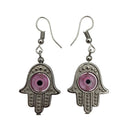 pink silver dangle hamsa earrings 