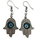 grean silver dangle hamsa earrings 