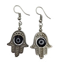 black silver dangle hamsa earrings 