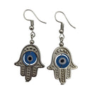 light blue silver dangle hamsa earrings 