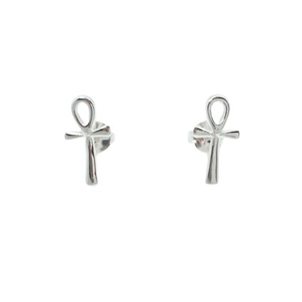 Sterling Silver Ankh Stud Earrings - East Meets West USA