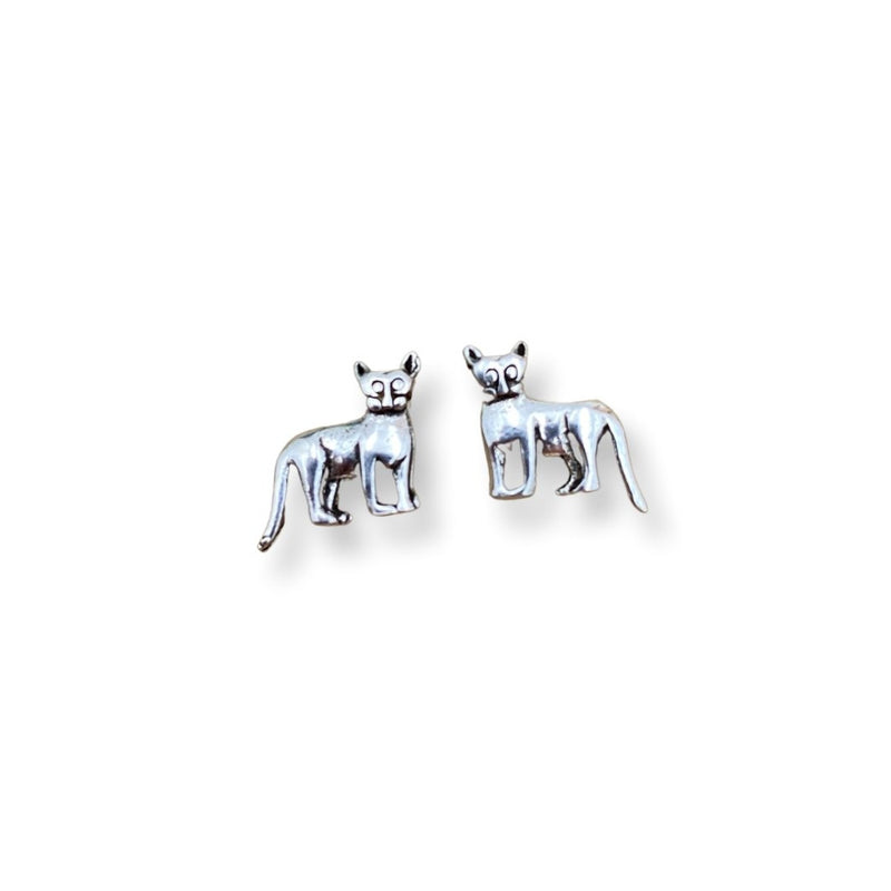 Sterling Silver Cat Stud Earrings - East Meets West USA