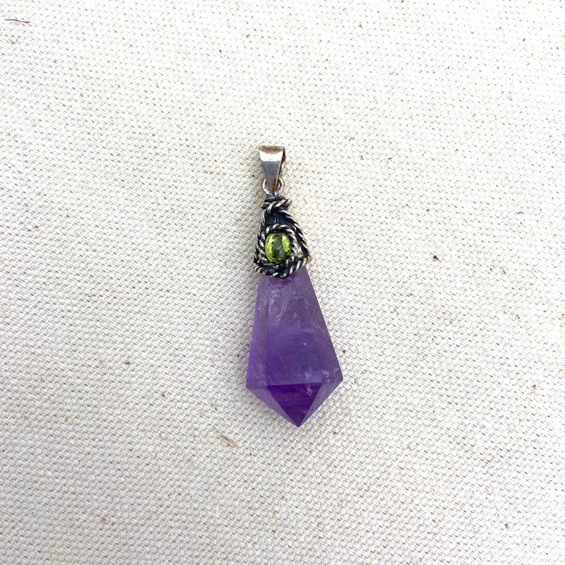 Sterling Silver Faceted Amethyst Pendant - East Meets West USA