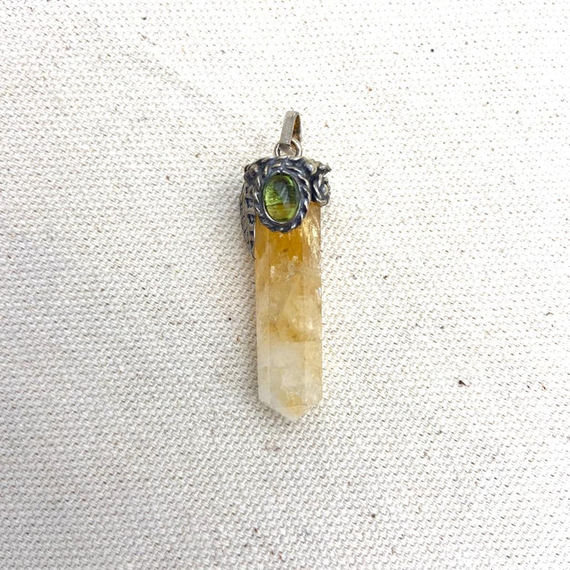 Sterling Silver Faceted Citrine Pendant - East Meets West USA