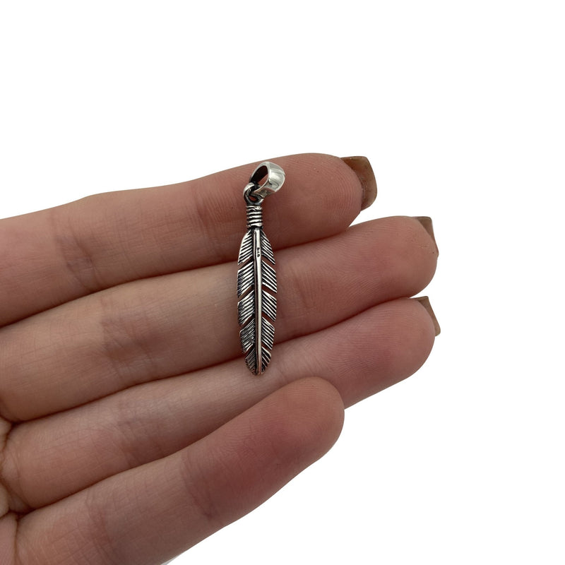Sterling Silver Feather Pendant - East Meets West USA