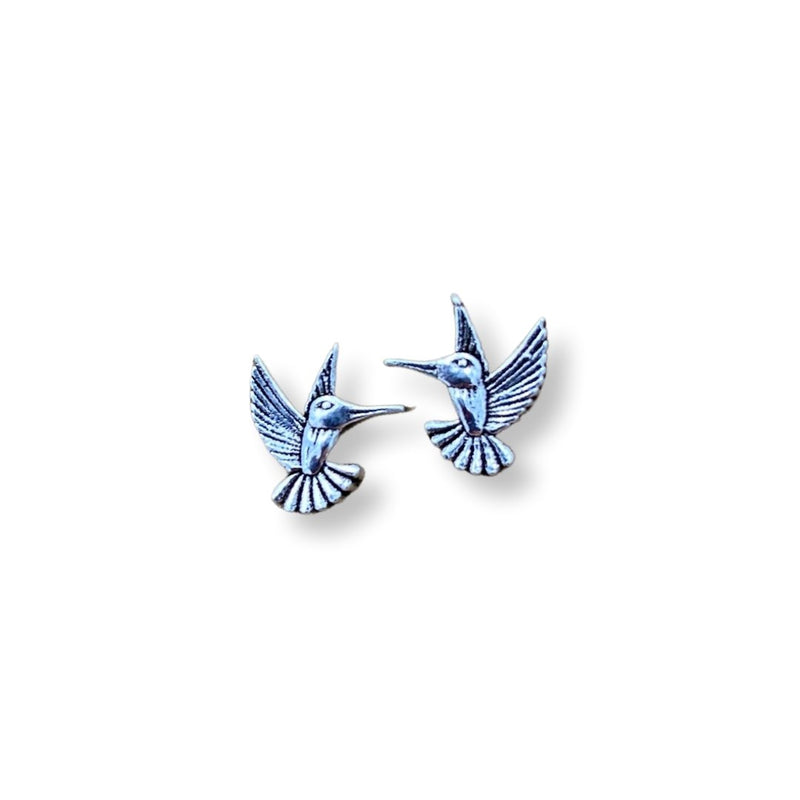 Sterling Silver Hummingbird Stud Earrings - East Meets West USA