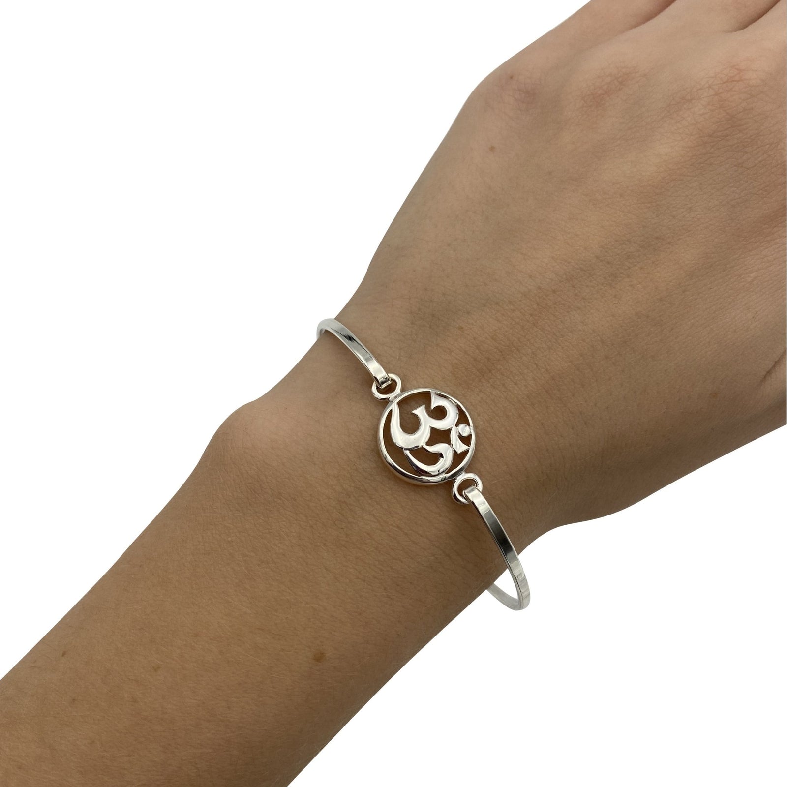 Sterling Silver Om Bangle East Meets West USA
