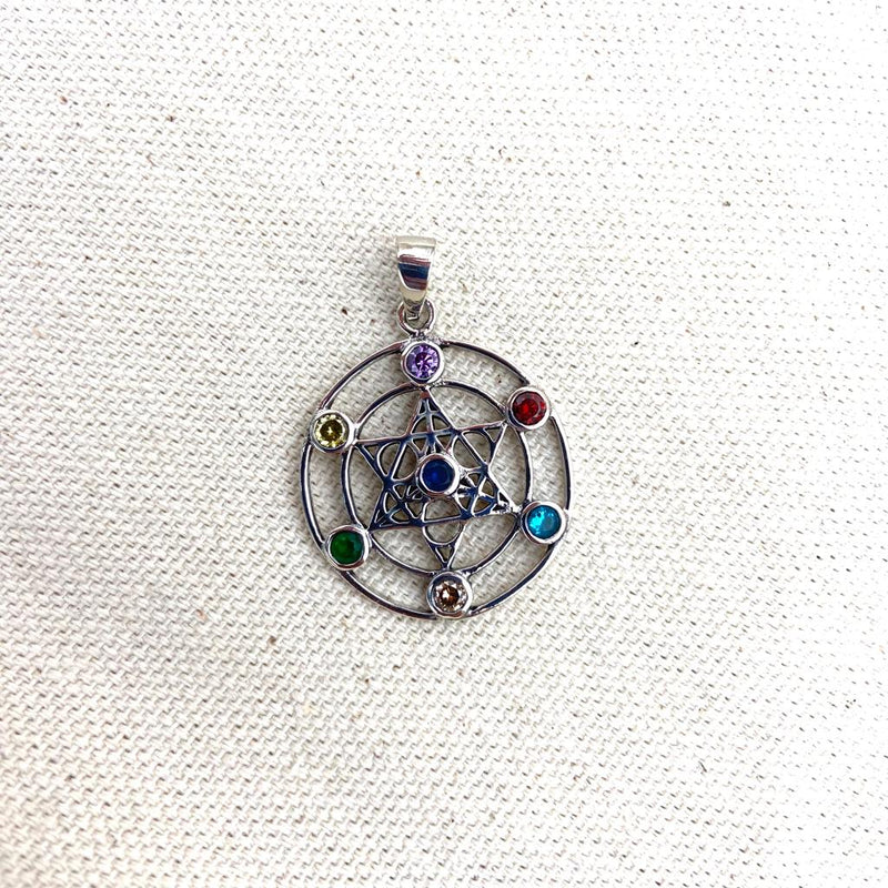 Sterling Silver Star of David w/ Stones Pendant - East Meets West USA
