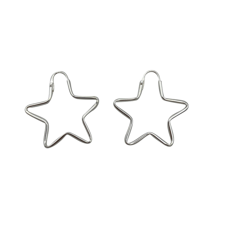 Sterling Silver Star Outline Earrings - East Meets West USA