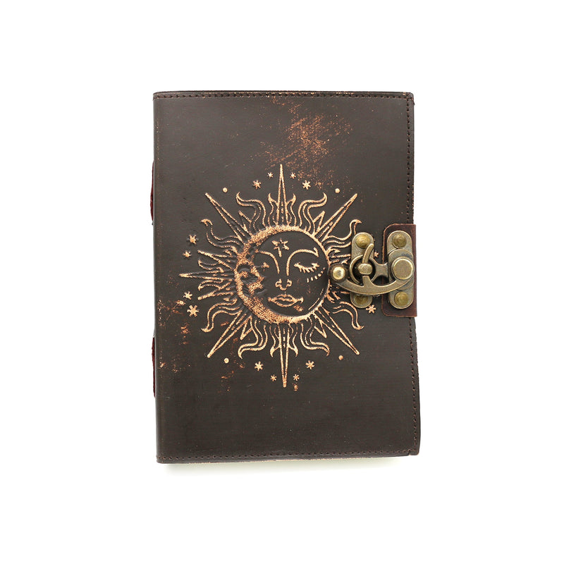 Sun & Moon Embossed Leather Grimoire - East Meets West USA