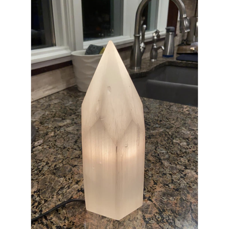 Thick Pointed Selenite Lamp - East Meets West USA
