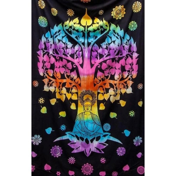 Tie Dye Buddha Under Tree Tapestry - East Meets West USA