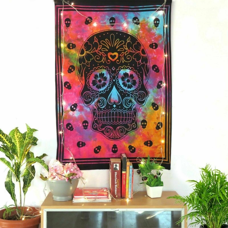 Tie Dye Day of Dead Skull Tapestry - East Meets West USA