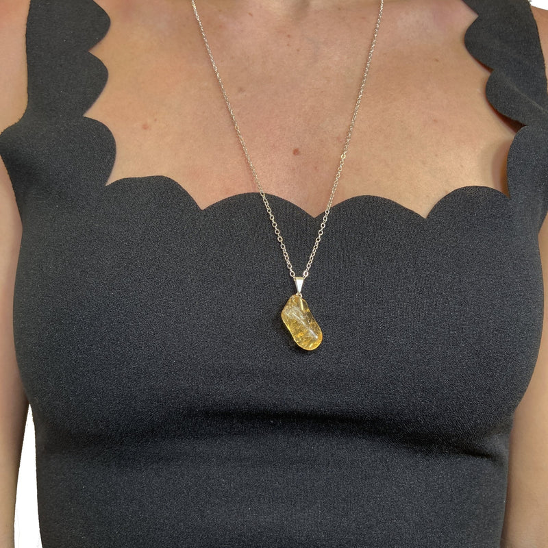 Tumbled Citrine Pendent Necklace - East Meets West USA