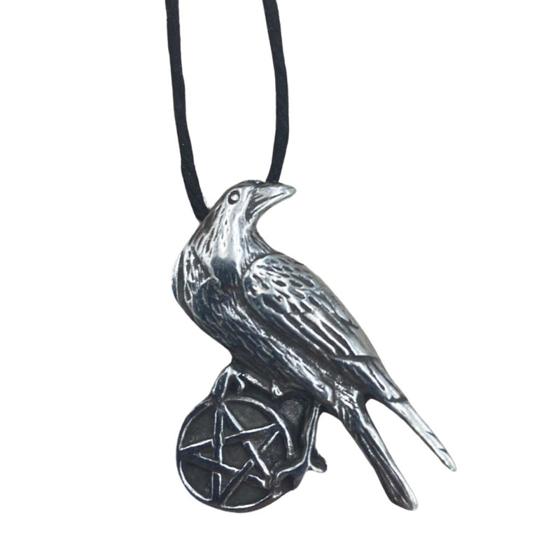 Wicca Raven Pentacle Pewter Necklace - East Meets West USA