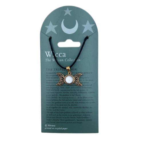 Wicca Triple Moon Bronze Necklace - East Meets West USA
