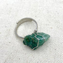 Green Aventurine Wire Wrapped Crystal Ring 
