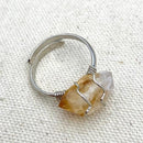 Citrine Wire Wrapped Crystal Ring 