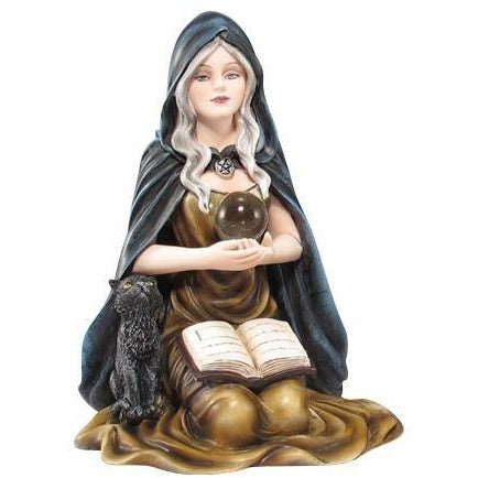 Witch in Clock w/ Black Cat Figurine - East Meets West USA