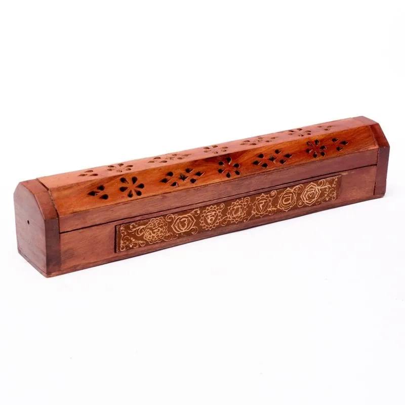Wooden Engraved Coffin Incense Burner - East Meets West USA