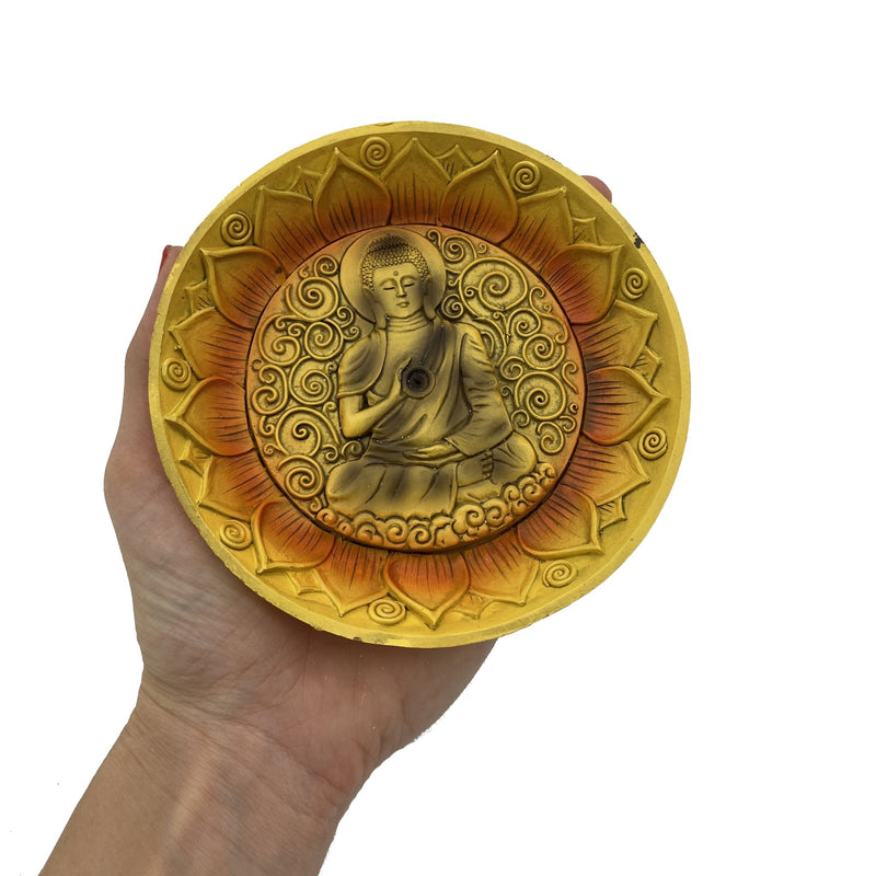 Yellow Buddha Round Incense Burner - East Meets West USA